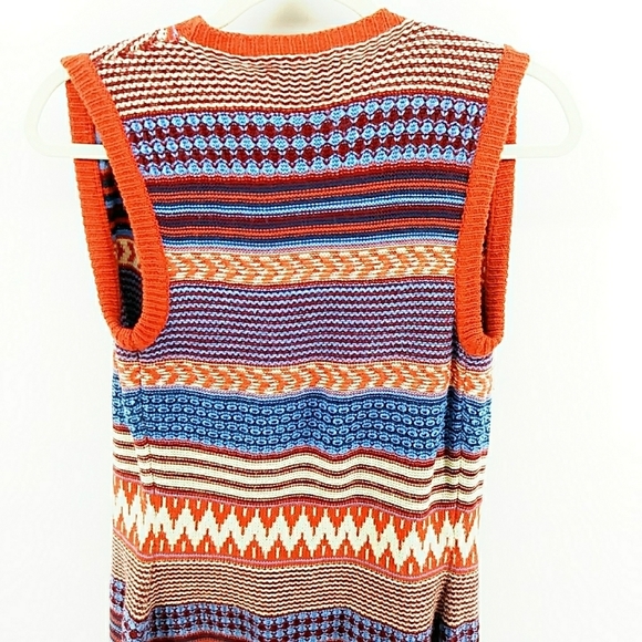 ⭐3/$30 Southwestern Aztec Tribal Fringe Orange Duster S - Picture 2 of 7